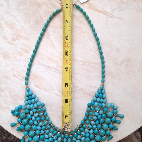 Panacea Turquoise Brass Beaded Statement Necklace - Picture 6 of 7